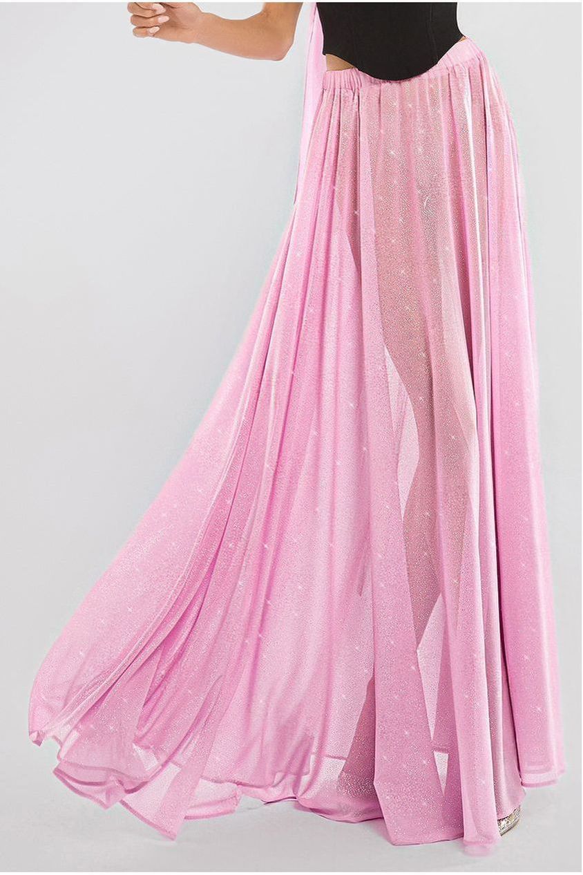 Gathered A-Line Glitter Chiffon Maxi Skirt SK30