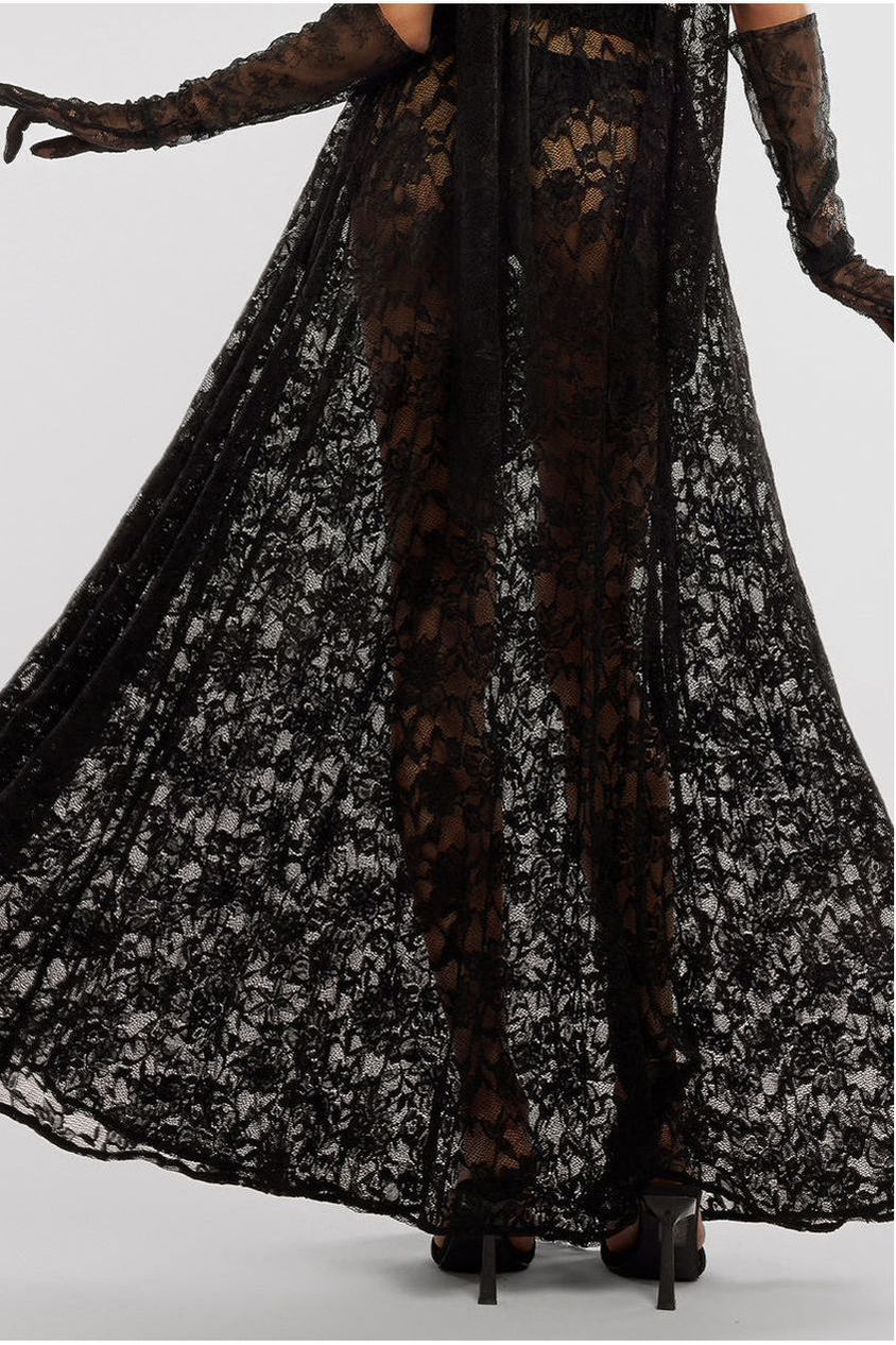 Floral Lace A-Line Maxi Skirt SK32