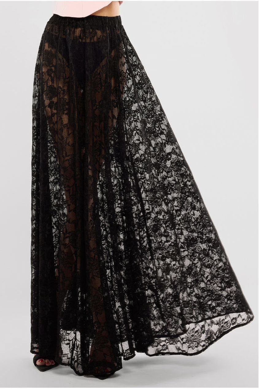 Floral Lace A-Line Maxi Skirt SK32