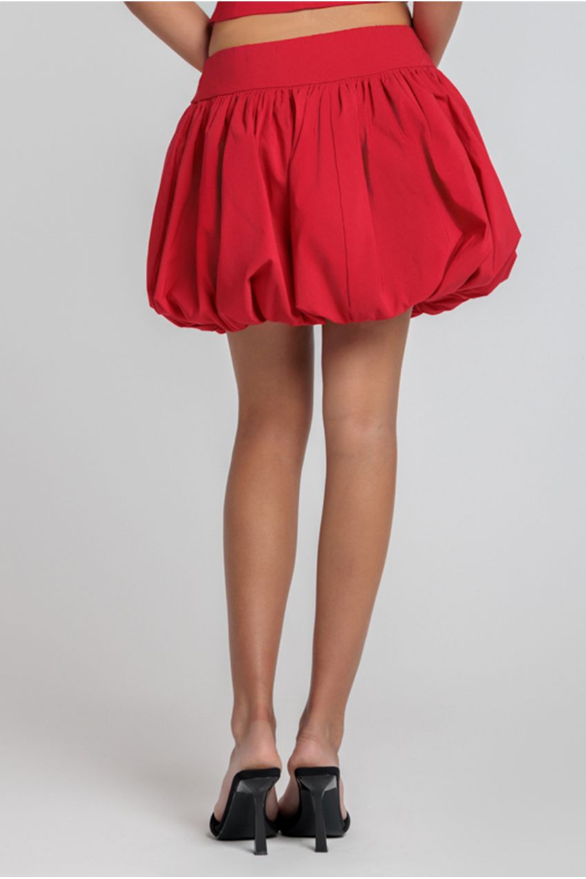 Bengaline Balloon Mini Skirt - Red SK34