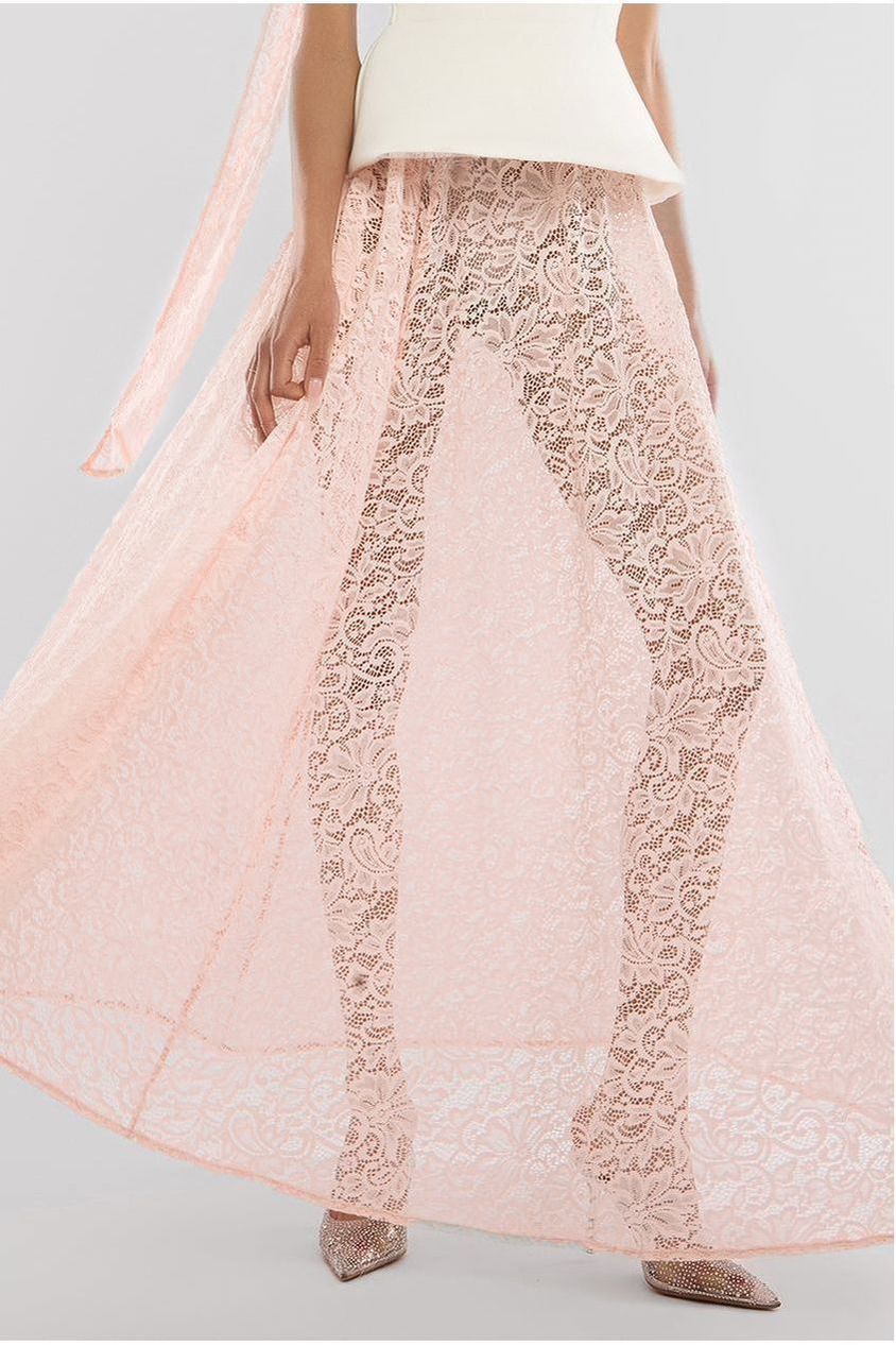 Floral Lace A-Line Maxi Skirt SK48
