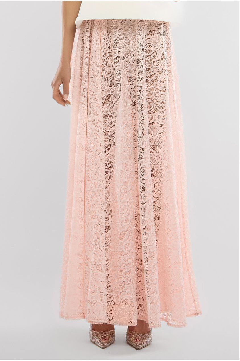 Floral Lace A-Line Maxi Skirt SK48