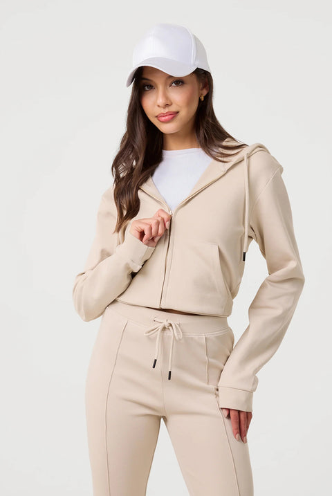 Zip Up Cropped Hoodie by Pink Vanilla