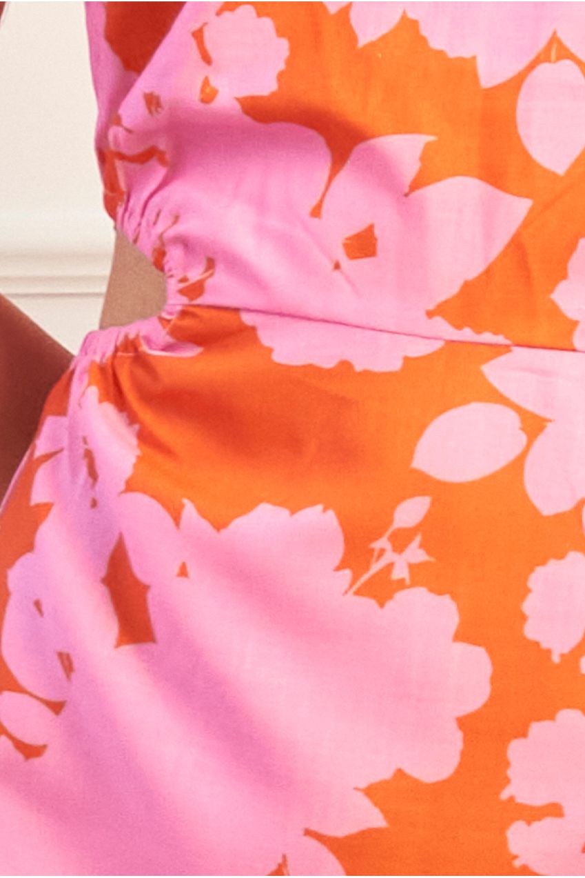 Cut Out Floral Mini Dress In Pink SS25AF48PI