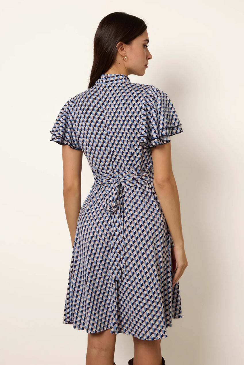 High Neck Angel Sleeve Mini Dress SS26003B331