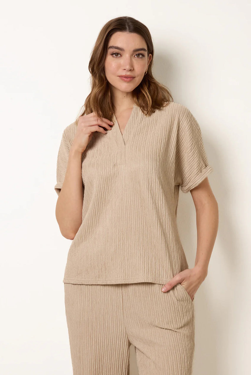 Grandad Collar Oversized Top SS26009B001