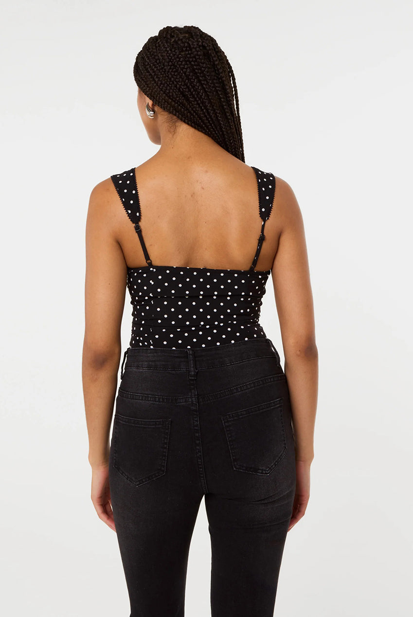 Polka Dot Hook And Eye Crop Top SS26032P031