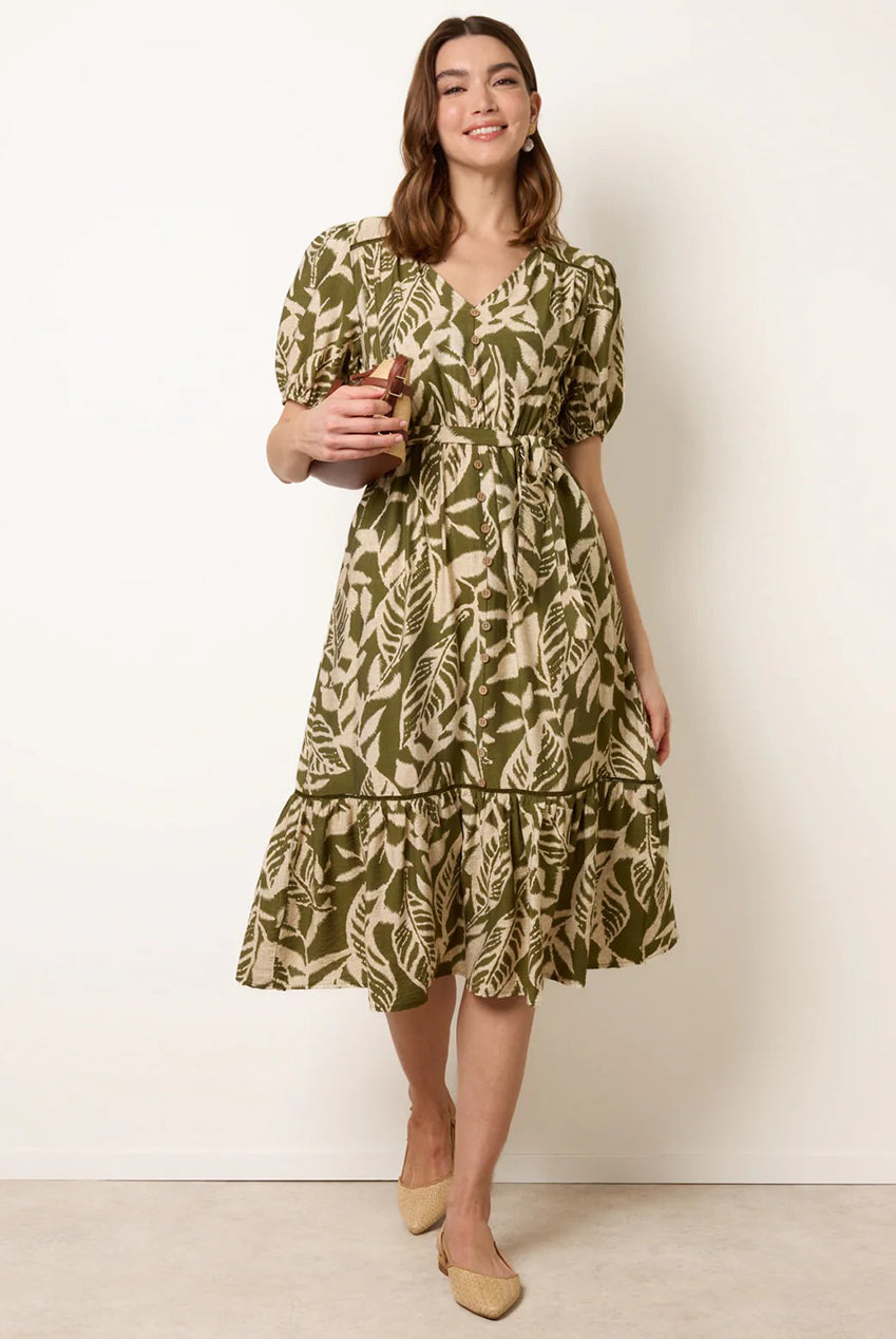 Coconut Button Belted Midi Dress SS26040B056