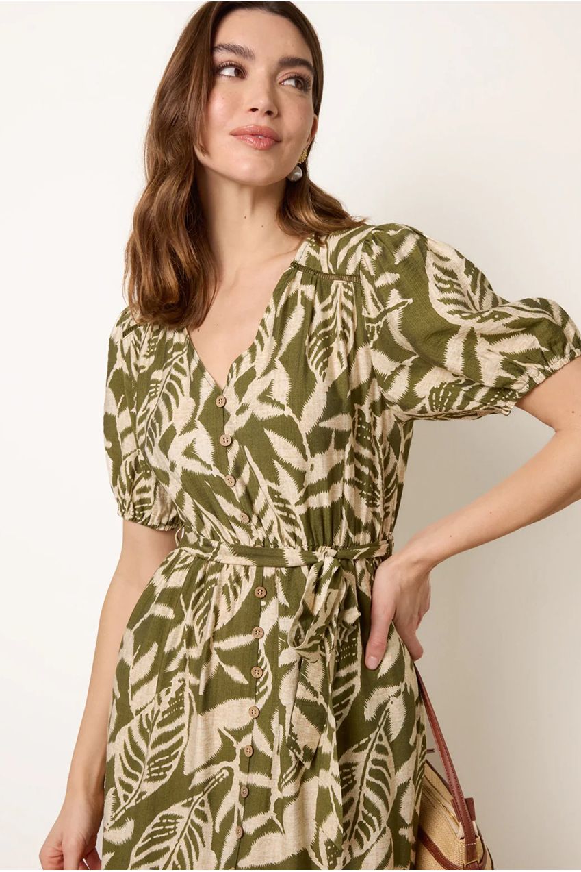 Coconut Button Belted Midi Dress SS26040B056