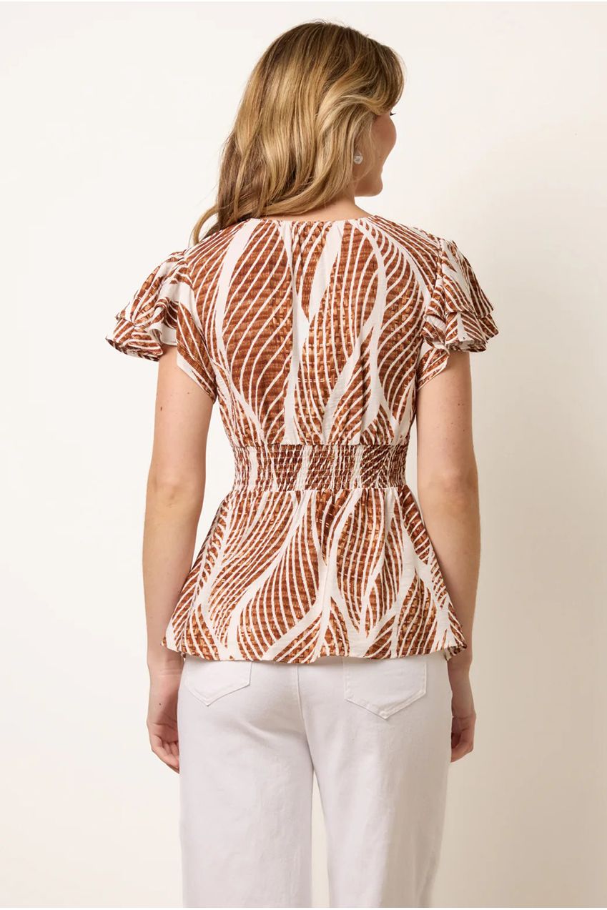 Printed Frill Peplum Top SS26092B030