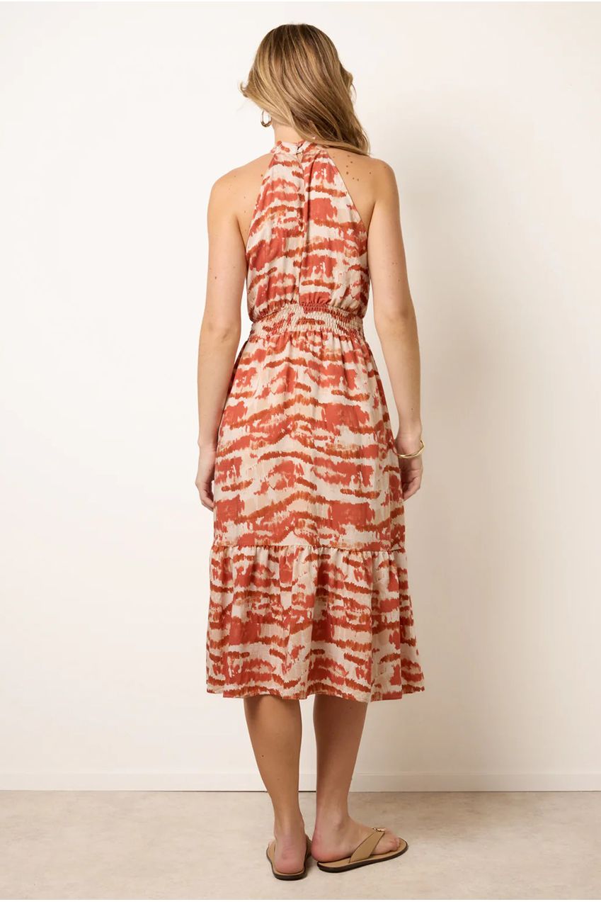 Blurred Tiered Halter Neck Midi Dress SS26093B153