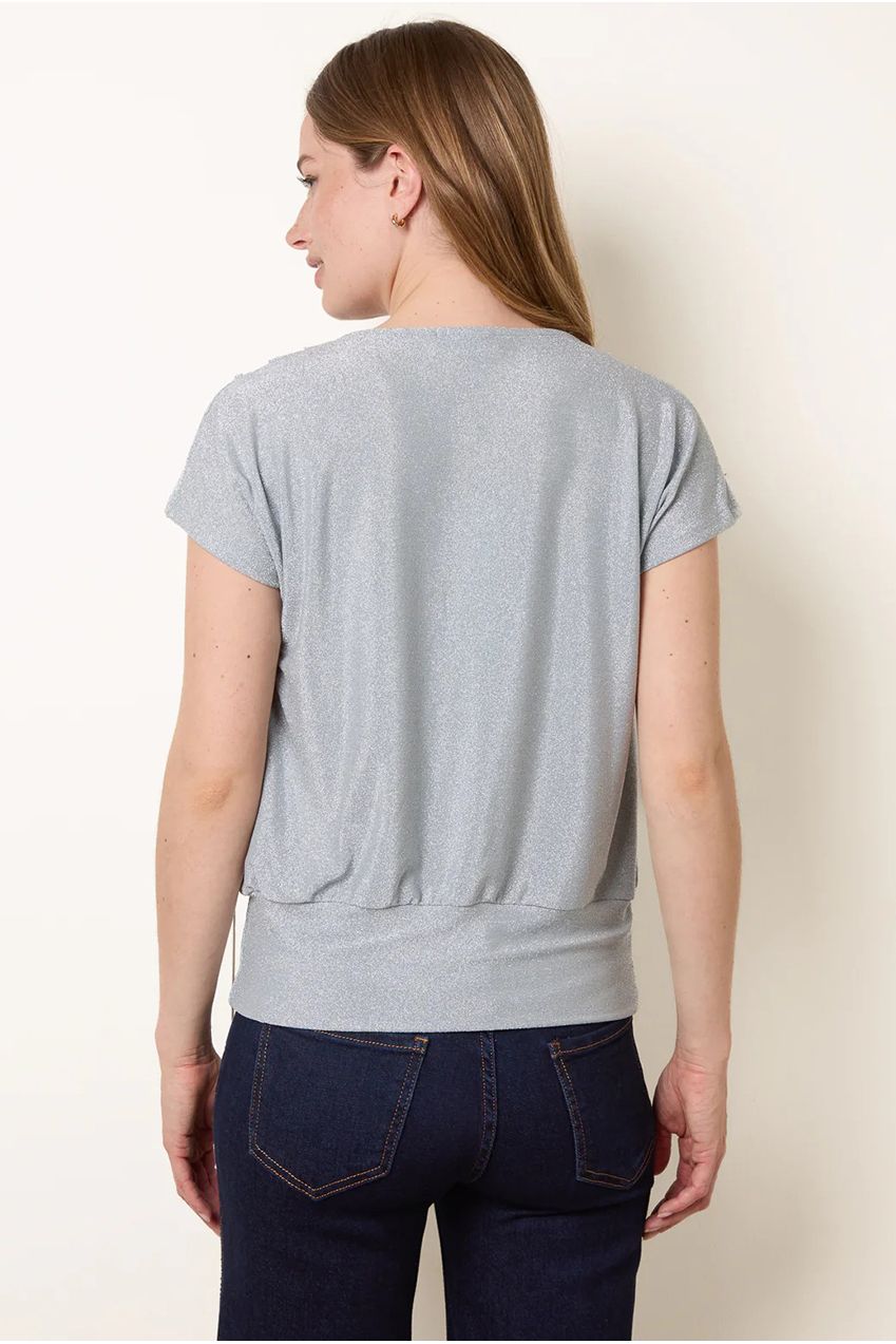 Lurex Metallic Cowl Neck Draped Top SS26137B002