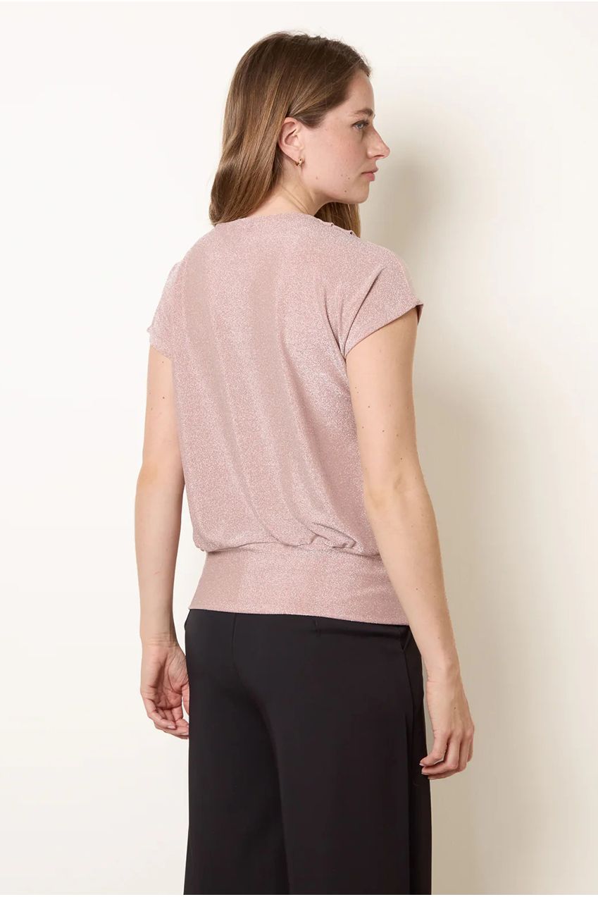 Lurex Metallic Cowl Neck Draped Top SS26137B020A