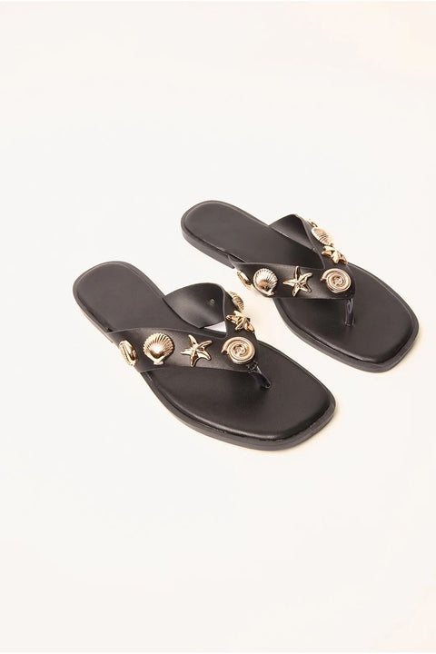 Sea Life Embellished Flip Flops by Blue Vanilla