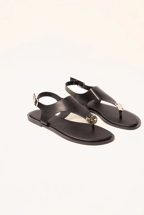 Faux Leather Metal Detail Sandals by Blue Vanilla