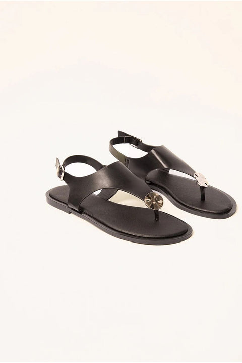 Faux Leather Metal Detail Sandals by Blue Vanilla