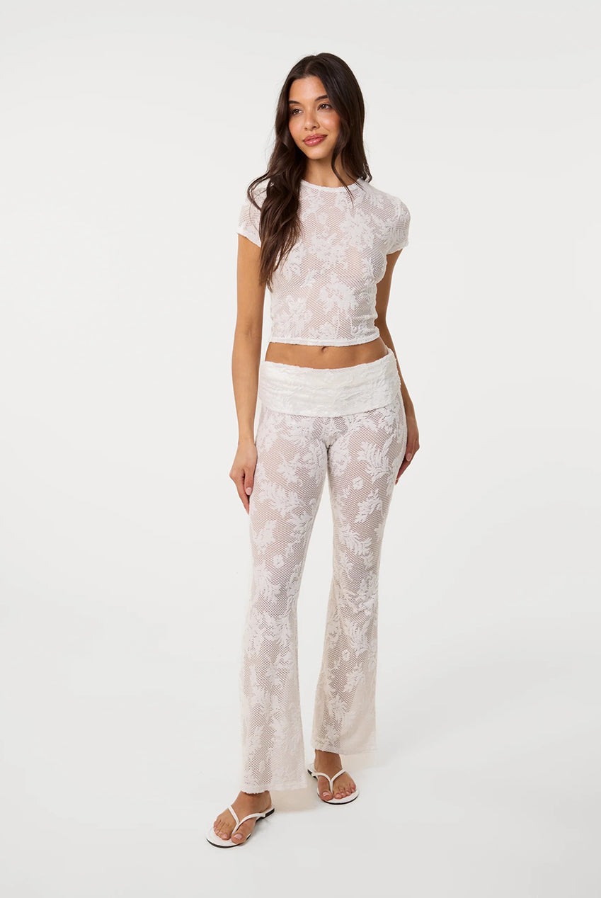 Crochet Lace Flare Trousers SS26302P014