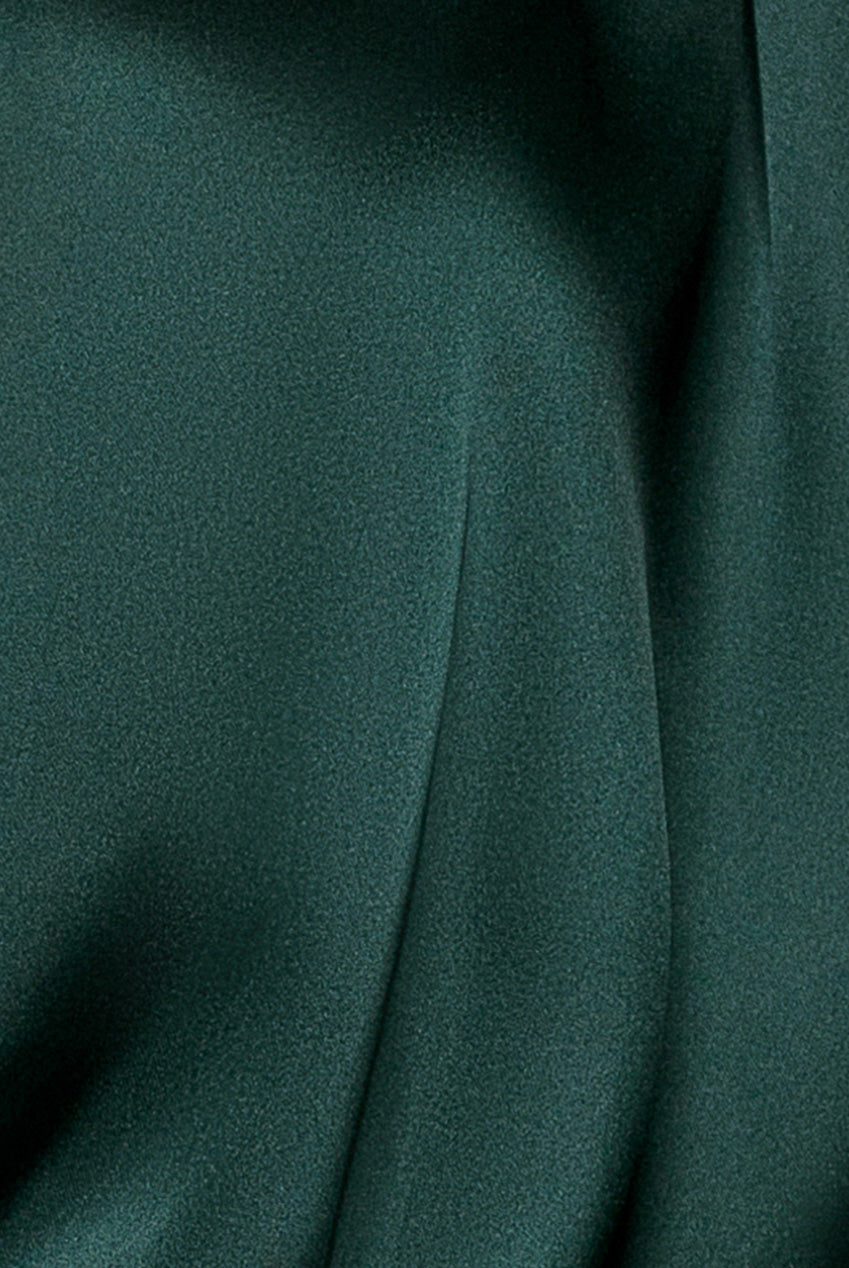 Satin Wrap Style Top With Shoulder Pad - Emerald Green T165