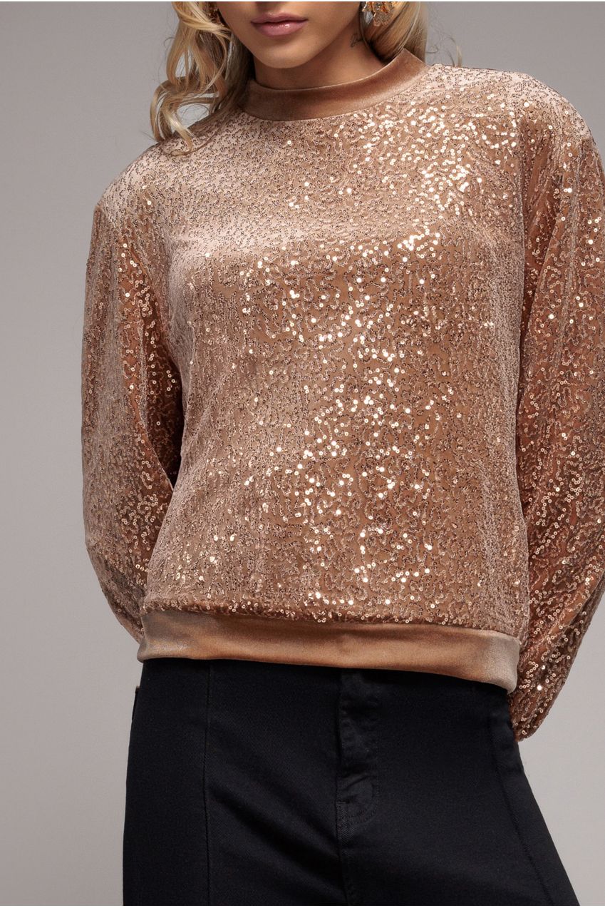 Sequin Velvet Jumper - Champagne T199