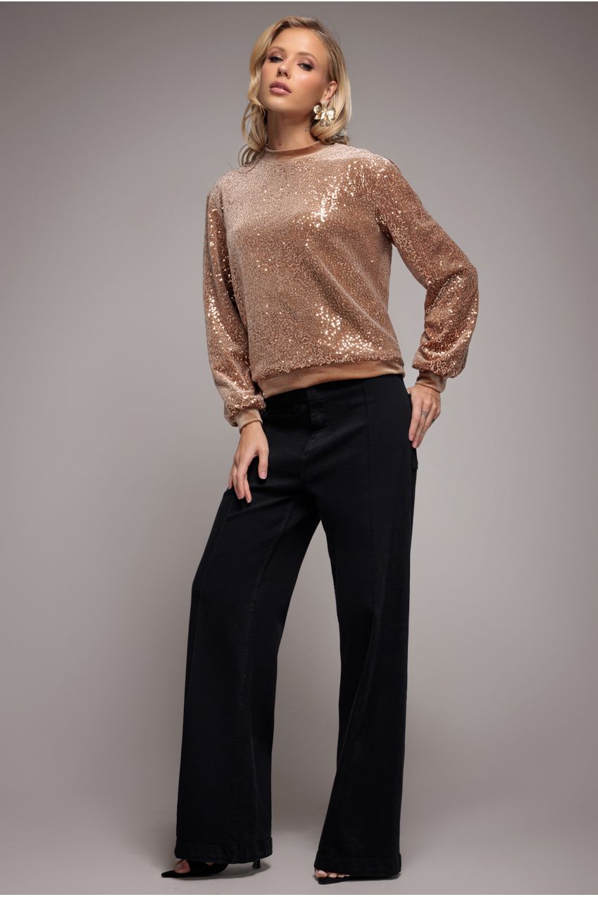 Sequin Velvet Jumper - Champagne T199