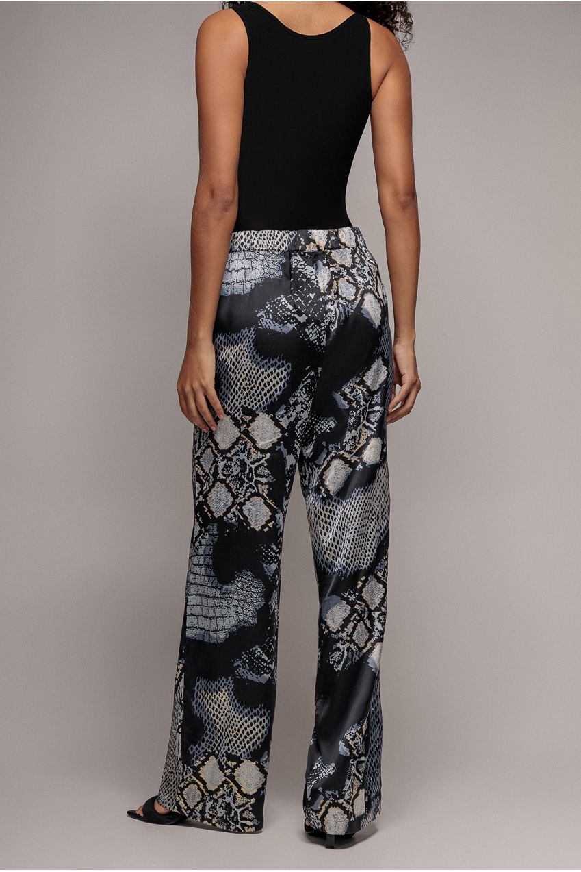 Foil Print Wide Leg Trousers - Black TR369