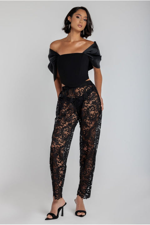 Barrell Leg Scalloped Hem Trouser - Black by Goddiva