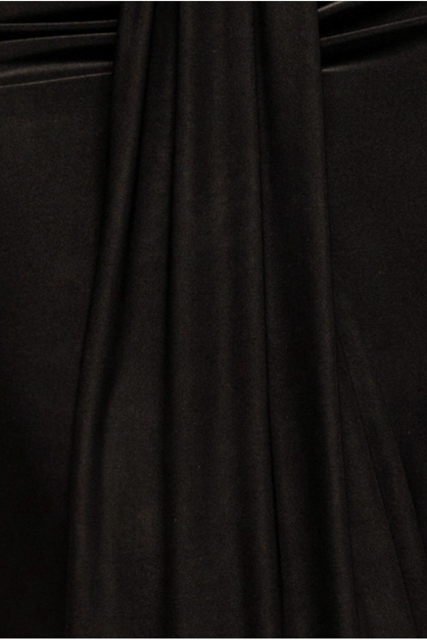 Gathered Front Dipped Waist Maxi Skirt - Black SK54