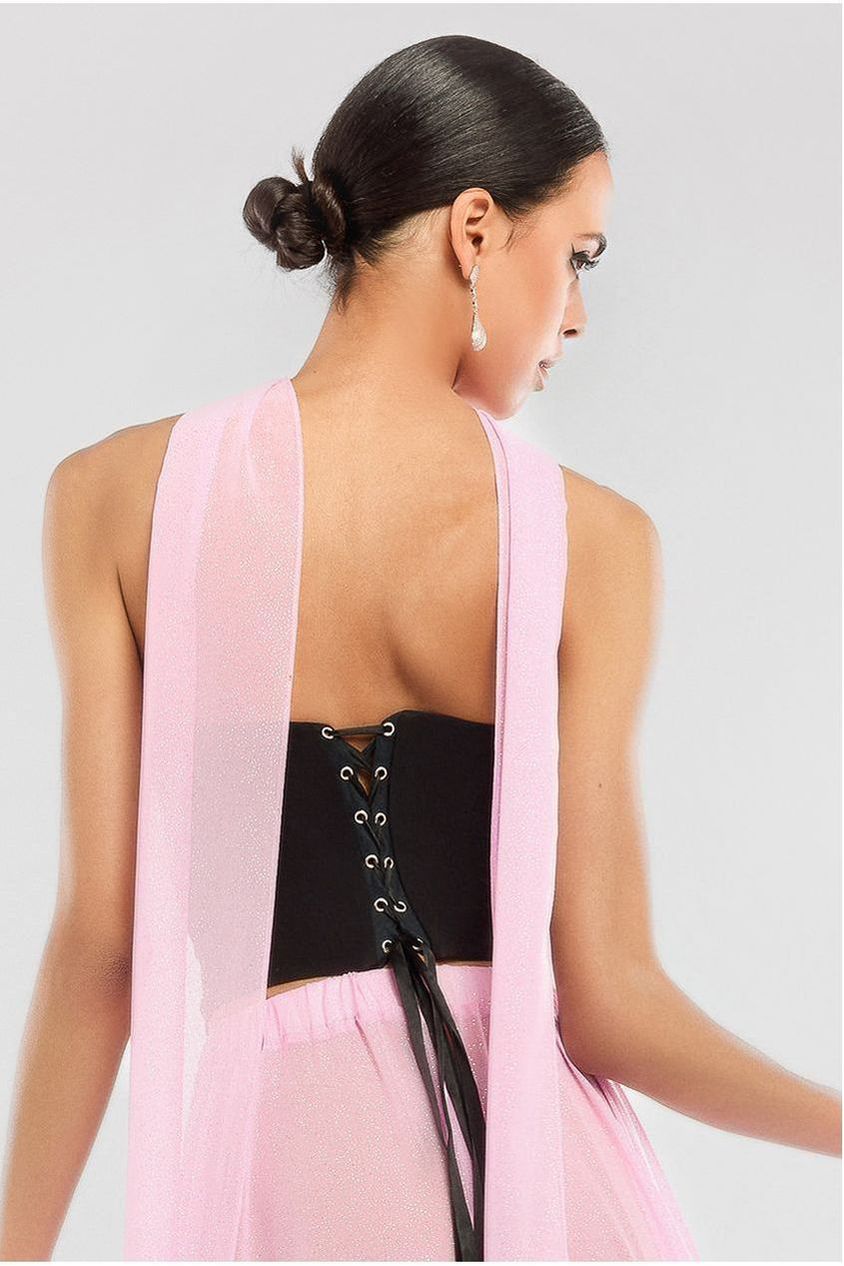 Compact Crepe Lace Up Corset T227