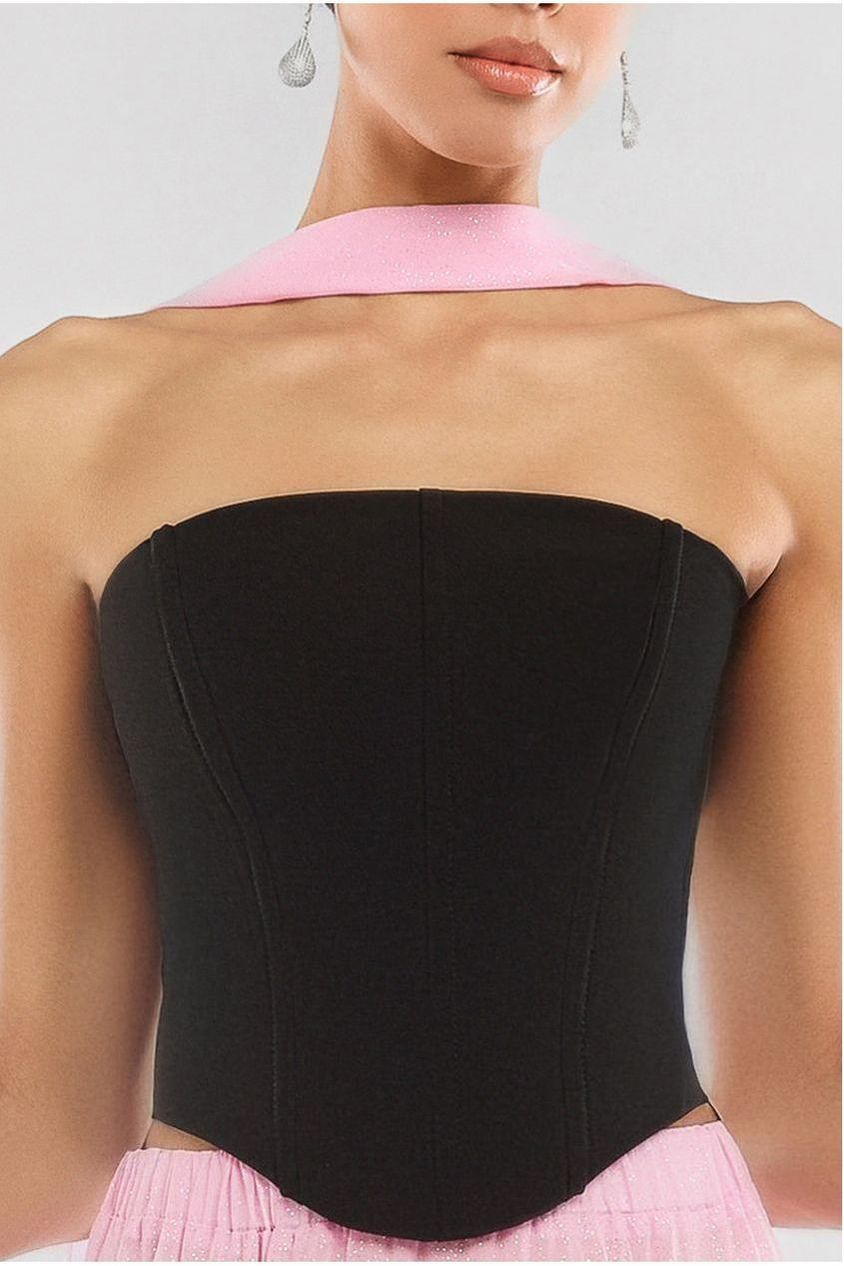 Compact Crepe Lace Up Corset T227