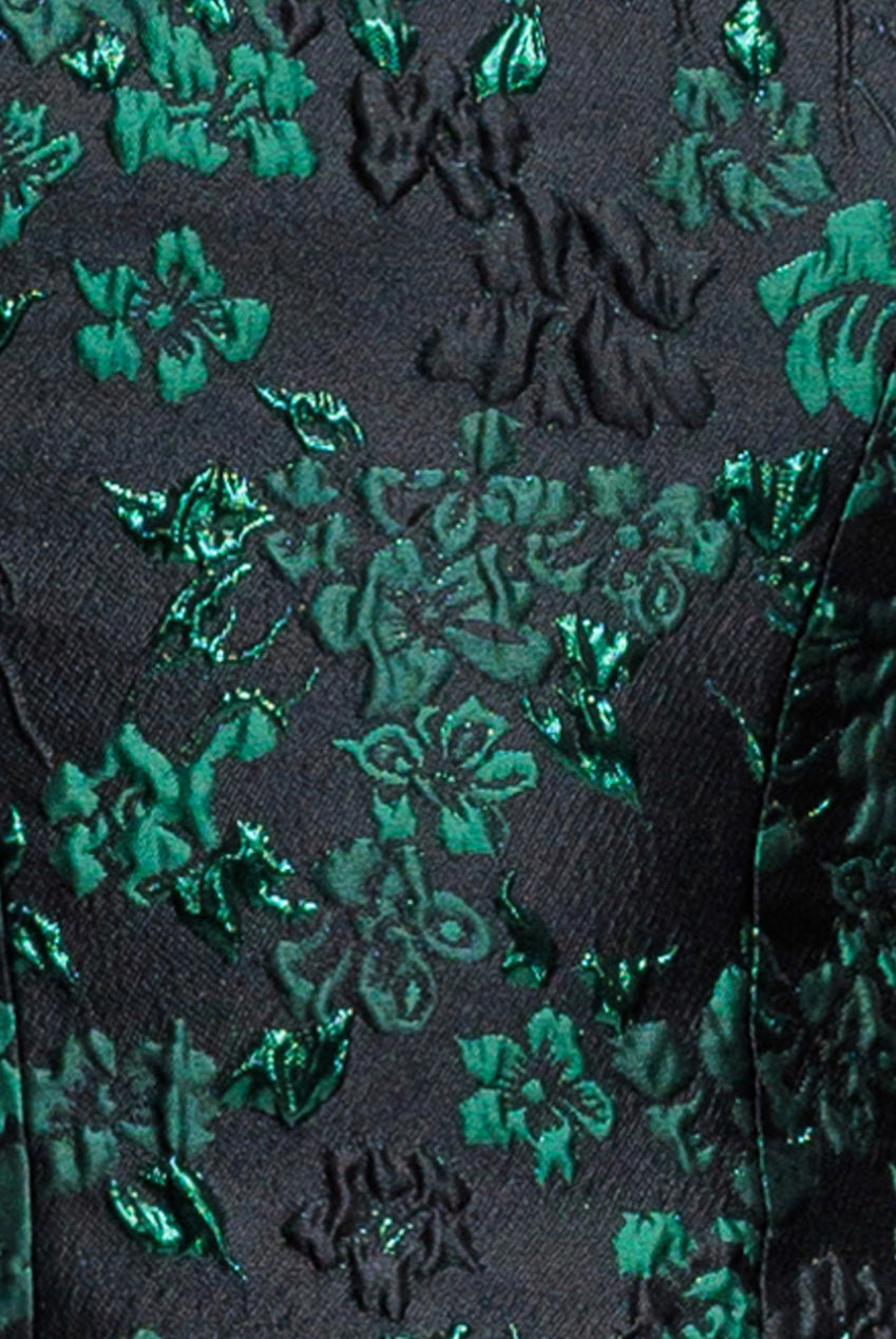 Off Shoulder Jacquard Top With Organza Wings - Emerald Black T231