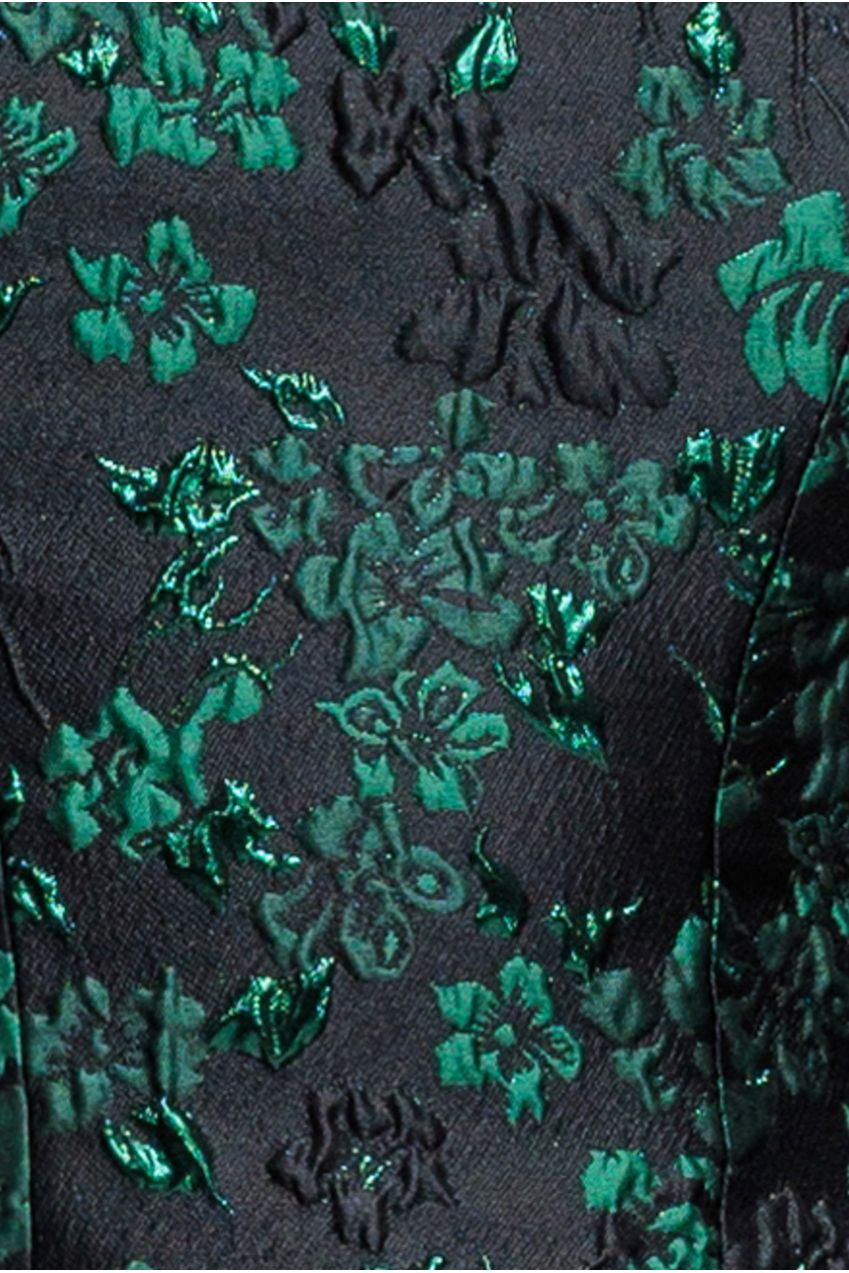 Off Shoulder Jacquard Top With Organza Wings - Emerald Black T231