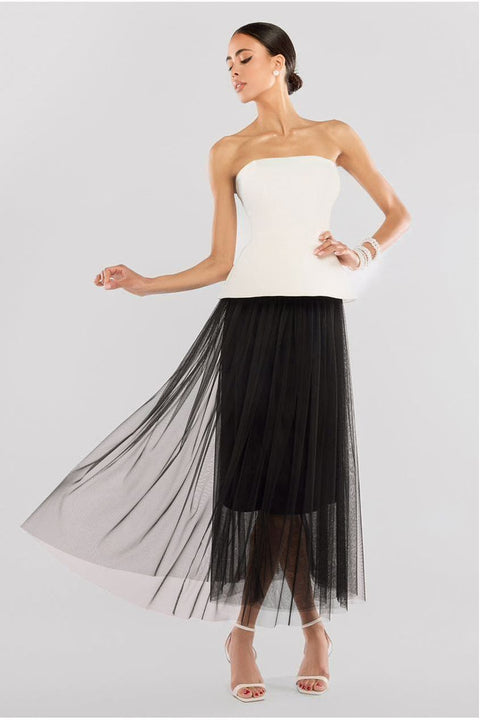Tulle Gathered Midaxi Skirt by Goddiva