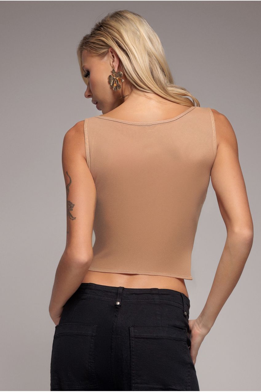Illusion Mesh Sleeveless Taffeta Bow Top - Black T236