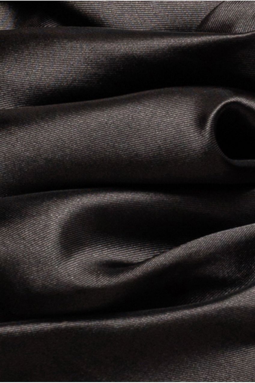 One Shoulder Puffed Satin Sleeve Asymmetric Scuba Top - Black T239