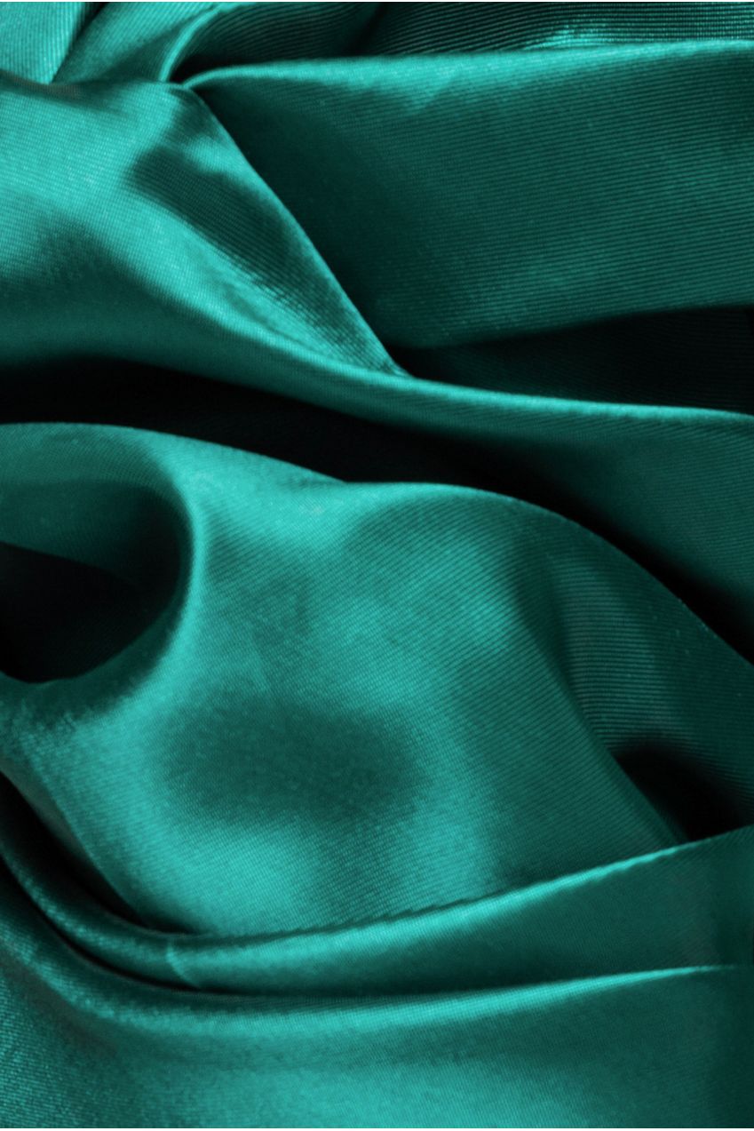 One Shoulder Puffed Satin Sleeve Asymmetric Scuba Top - Emerald Green T239