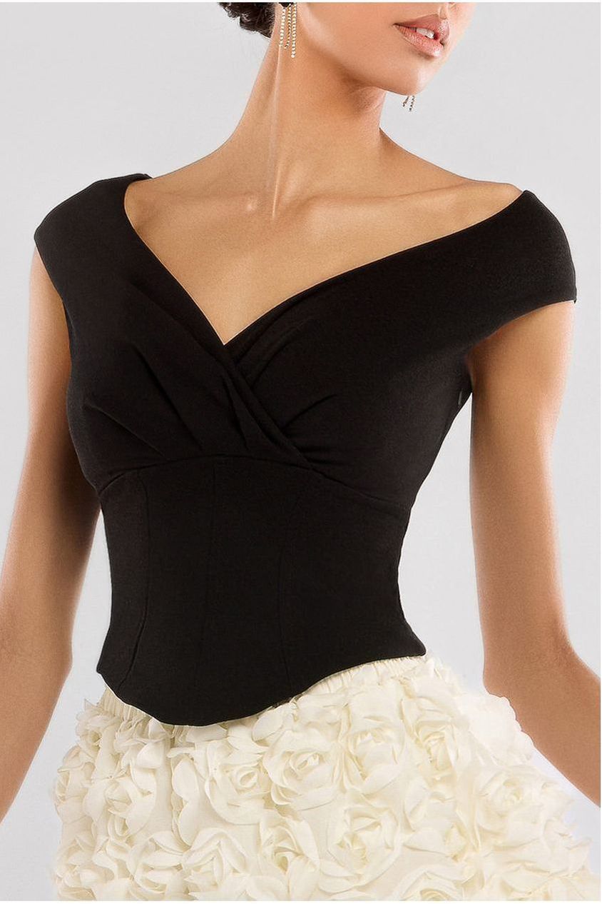 Front Pleated Wrap Off The Shoulder Corset T241