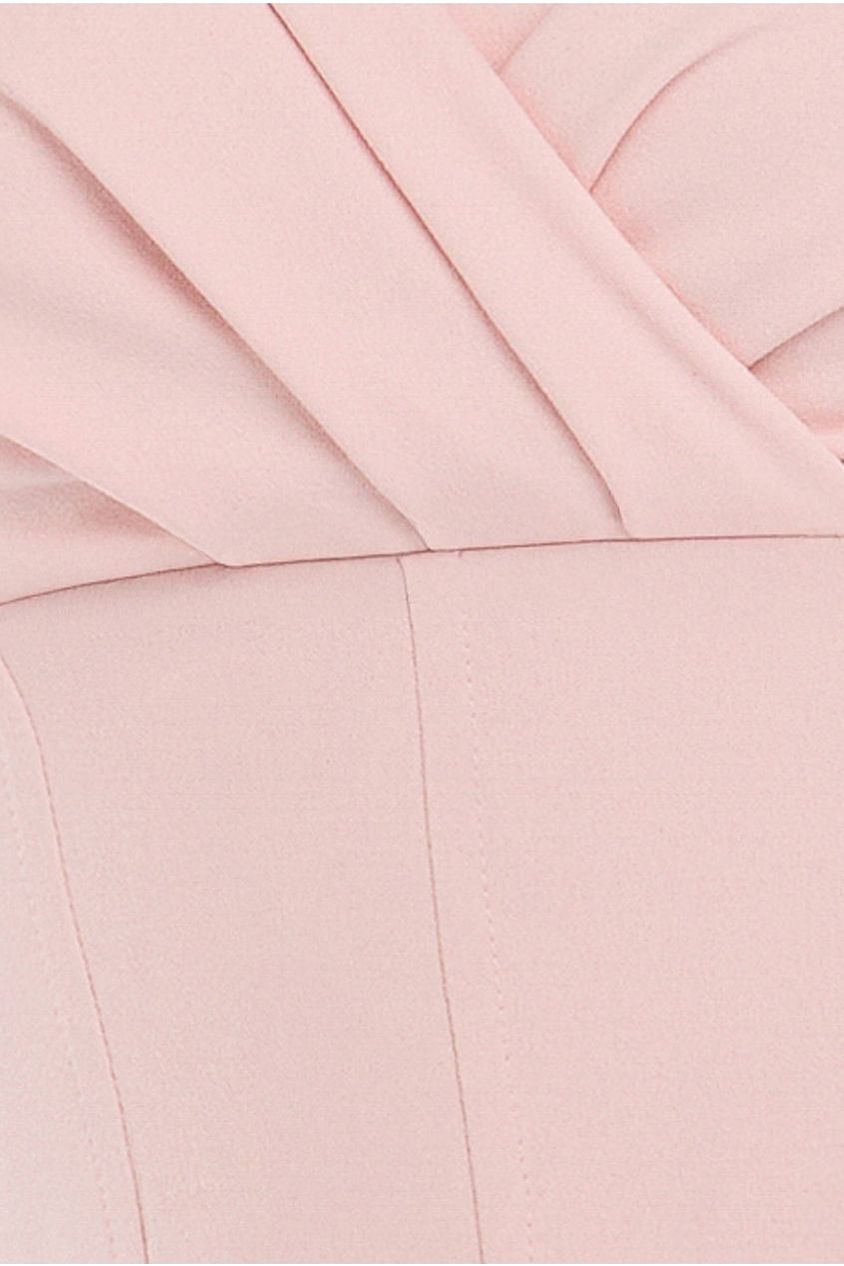 Front Pleated Wrap Off The Shoulder Corset With Lace A-Line Skirt With Scarf & Gloves - Pink & Black LOOK05