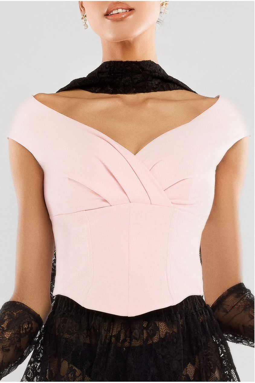 Front Pleated Wrap Off The Shoulder Corset T241