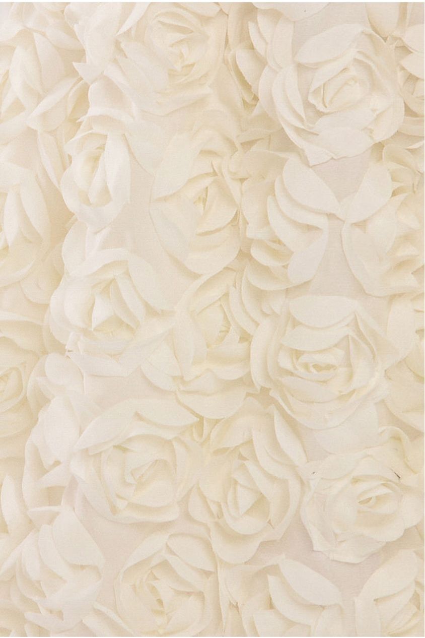 Front Pleated Wrap Off The Shoulder Corset With 3D Floral Mesh Skirt - Black & Cream LOOK08