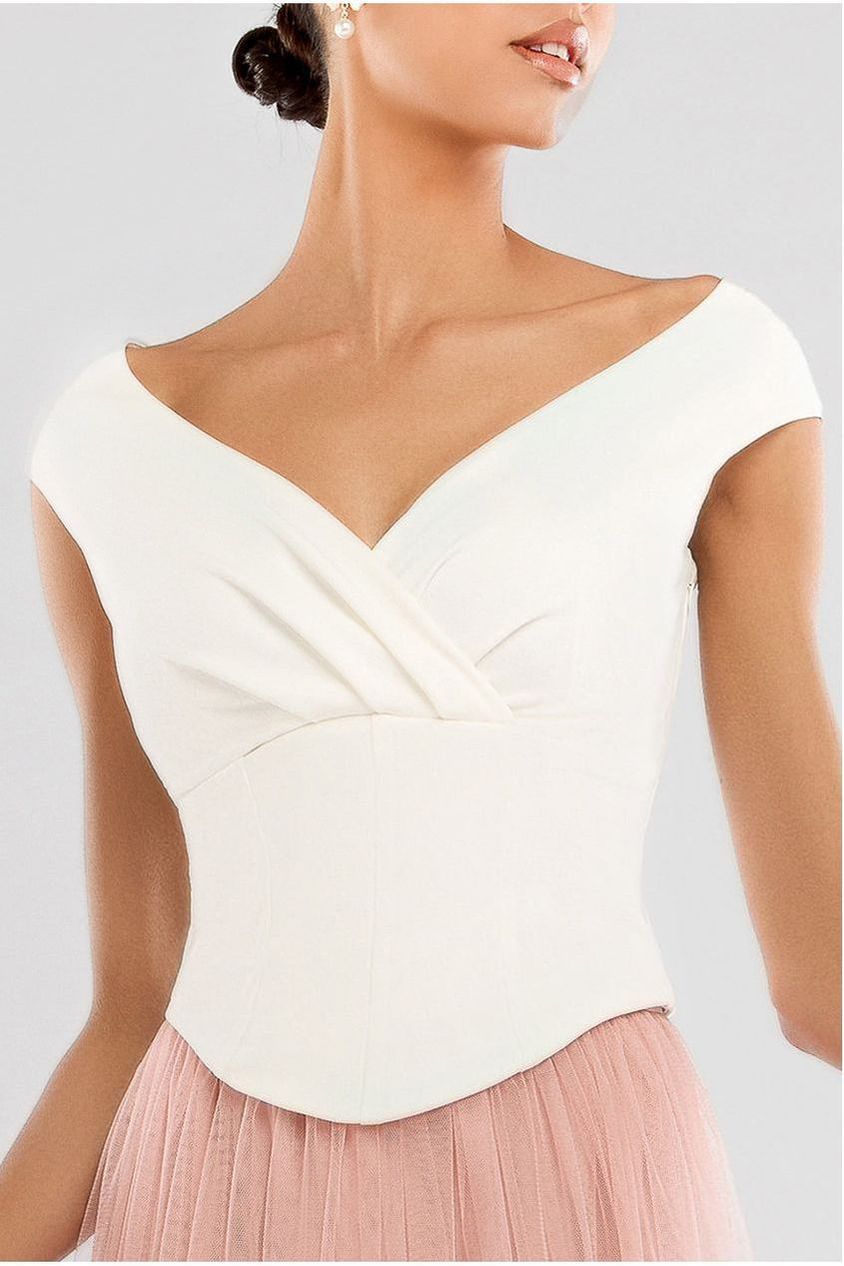 Front Pleated Wrap Off The Shoulder Corset T241