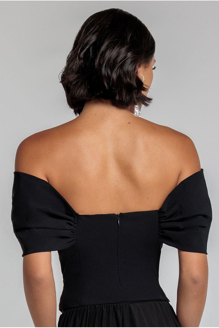 Bardot Corset Top - Black T242