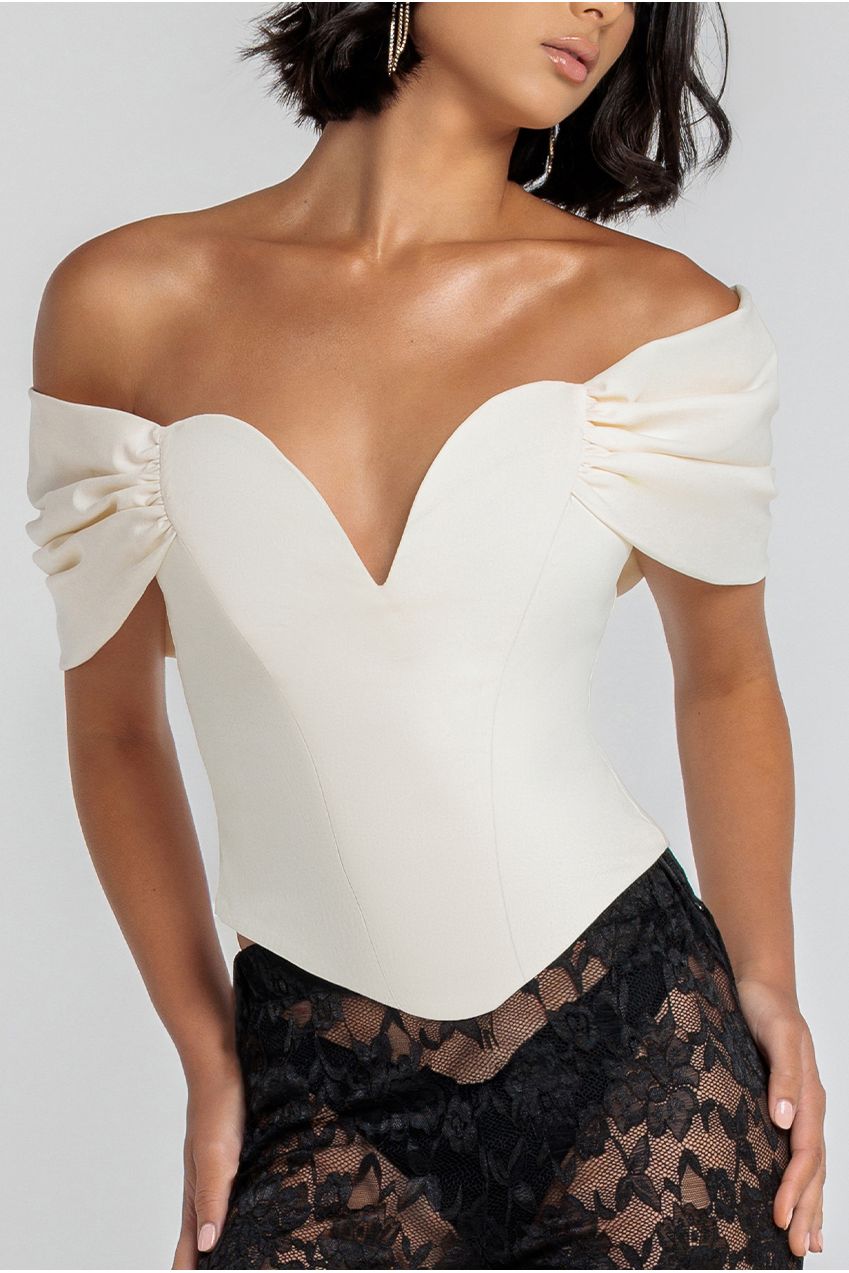 Bardot Corset Top - Cream T242