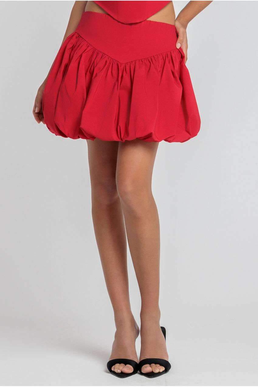 Bengaline Balloon Mini Skirt - Red SK34