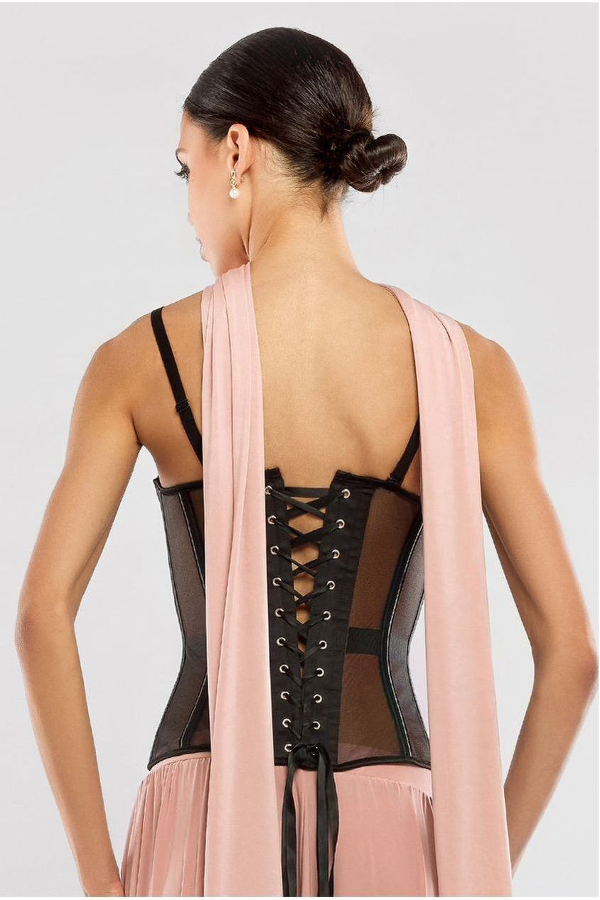 Sheer Panel Mesh Corset T247