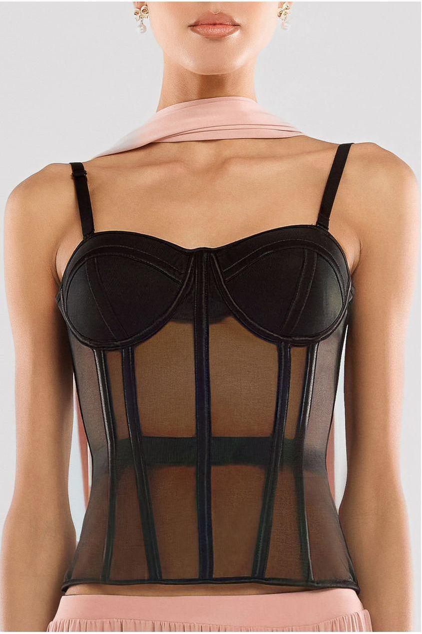Sheer Panel Mesh Corset T247