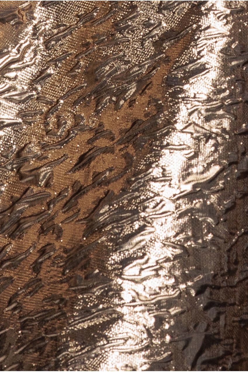 Boob Tube Jacquard Top With Asymmetric Peplum Frill - Bronze Gold T251