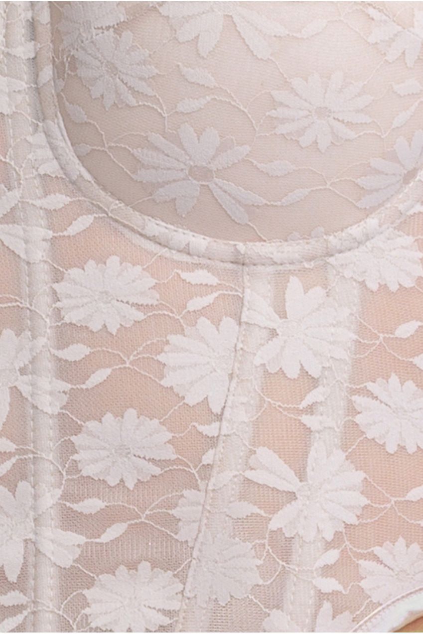 Textured Floral Mesh Corset T254