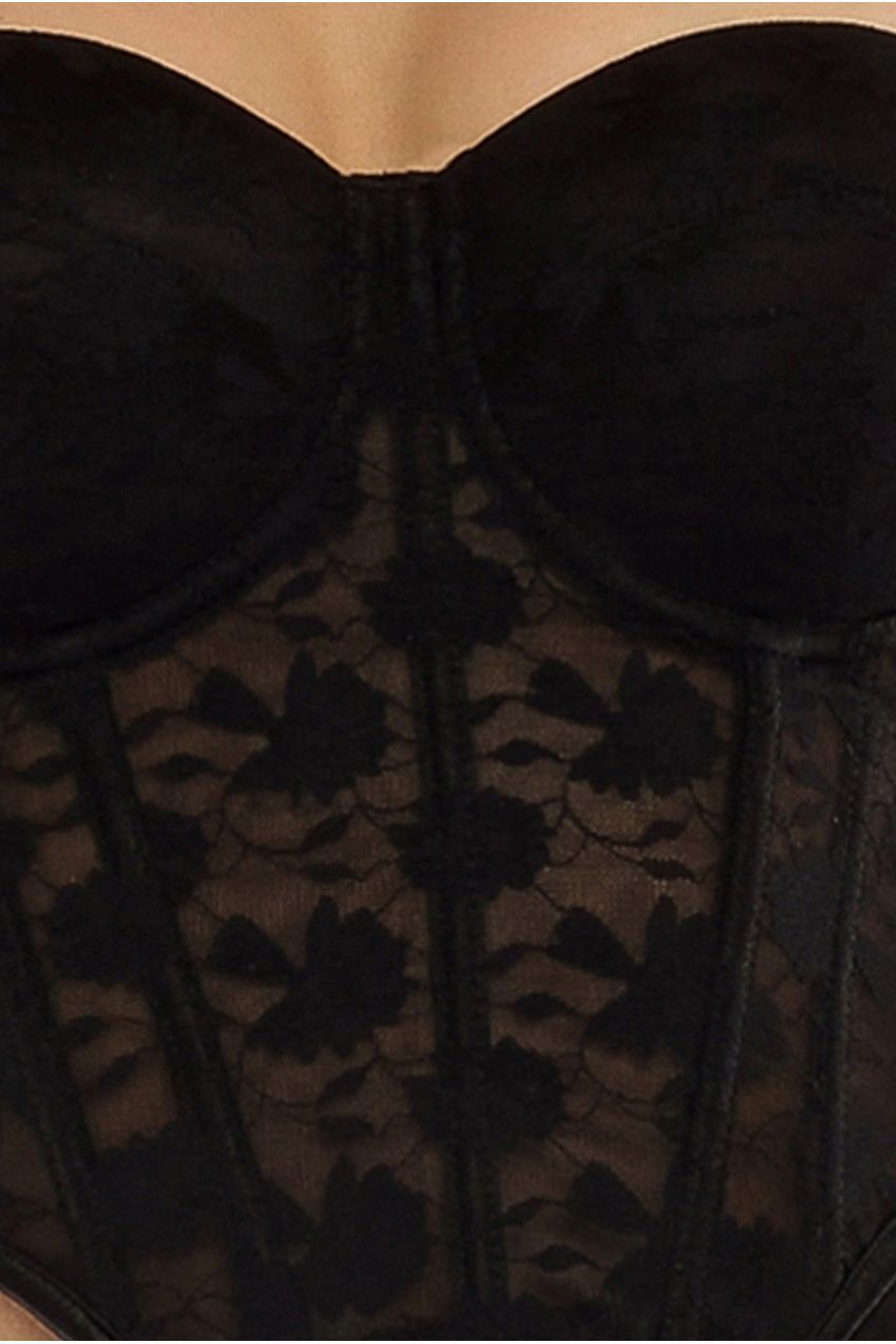Textured Floral Mesh Corset T254