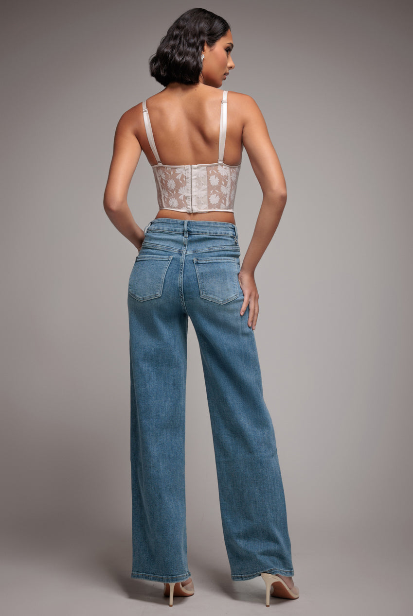 Straight Leg Stretch Denim Jeans - Blue TR390