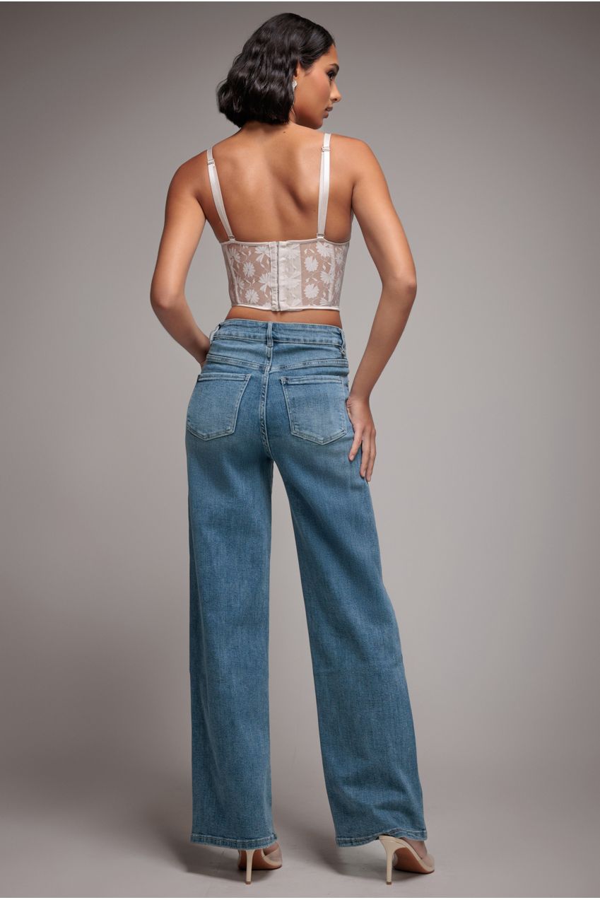 Straight Leg Stretch Denim Jeans - Blue TR390